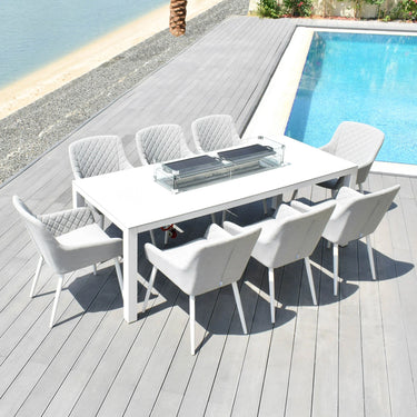 Zest 8 Seat Rectangular Dining Set with Firepit Table