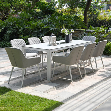Zest 8 Seat Rectangular Dining Set with Firepit Table