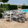 Pebble 8 Seat Rectangular Dining Set with Fire Pit Table