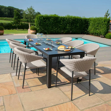 Pebble 8 Seat Rectangular Dining Set with Fire Pit Table