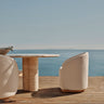 Porto Travertine Pill Dining Table 108 inch